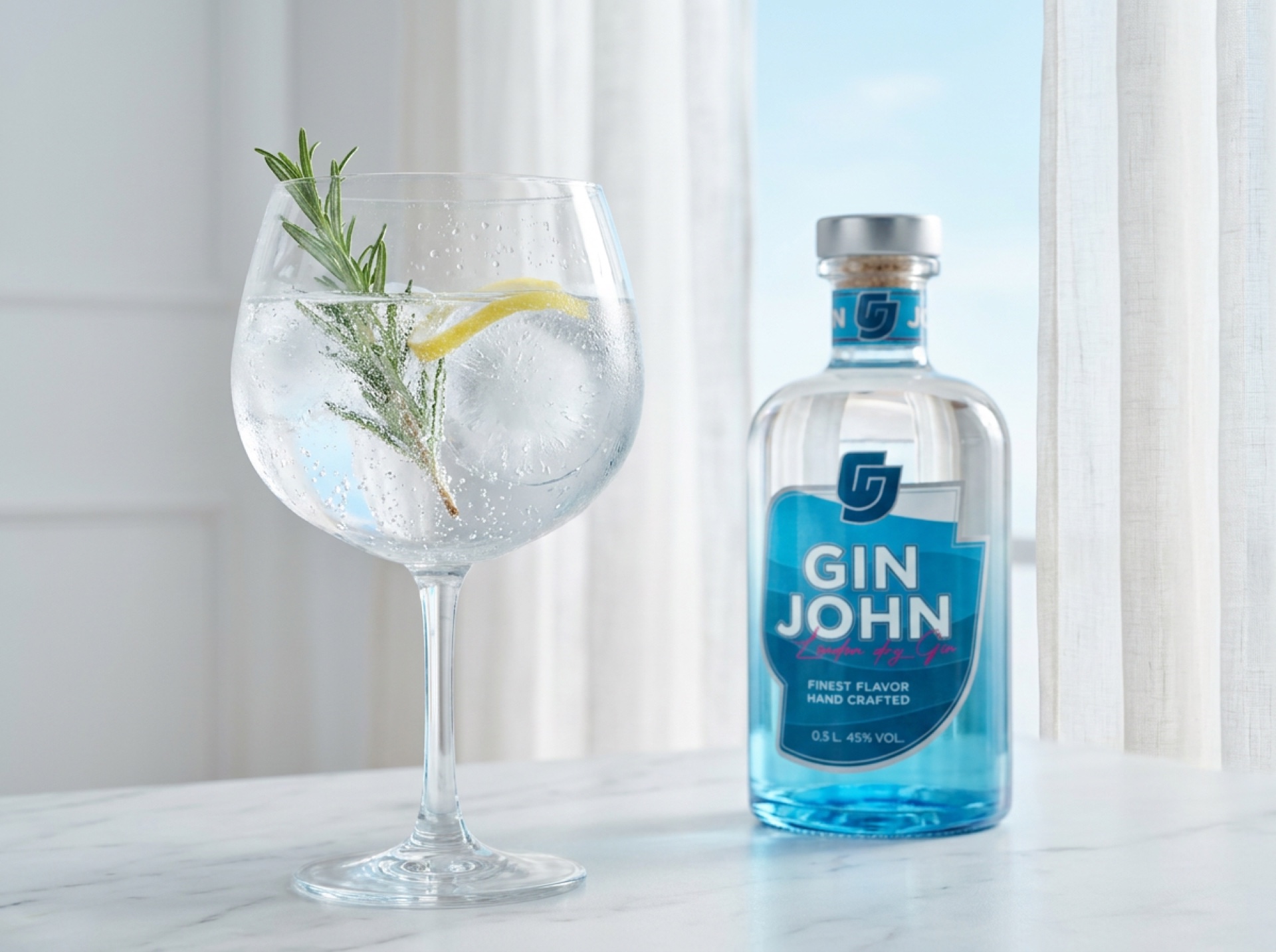 Gin John & Tonic mit Rosmarin und Zitronenzeste