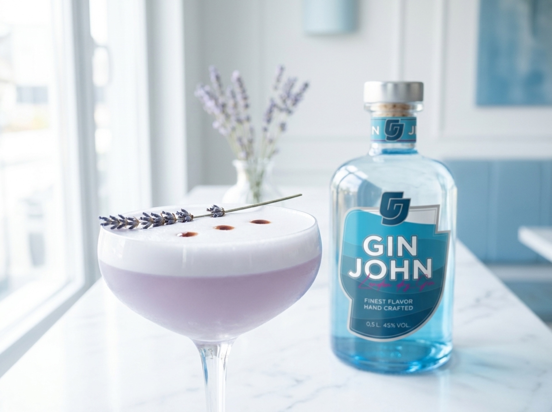 Lavender Gin Sour mit cremigem Eiweißschaum