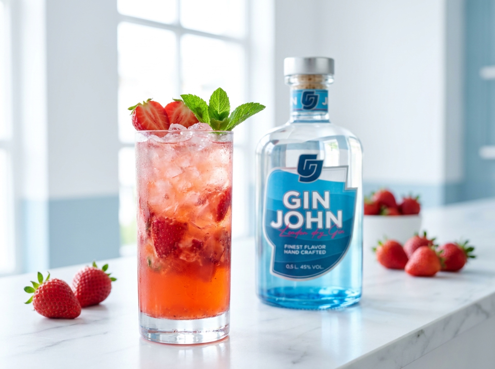 Strawberry Gin Smash mit frischen Erdbeeren