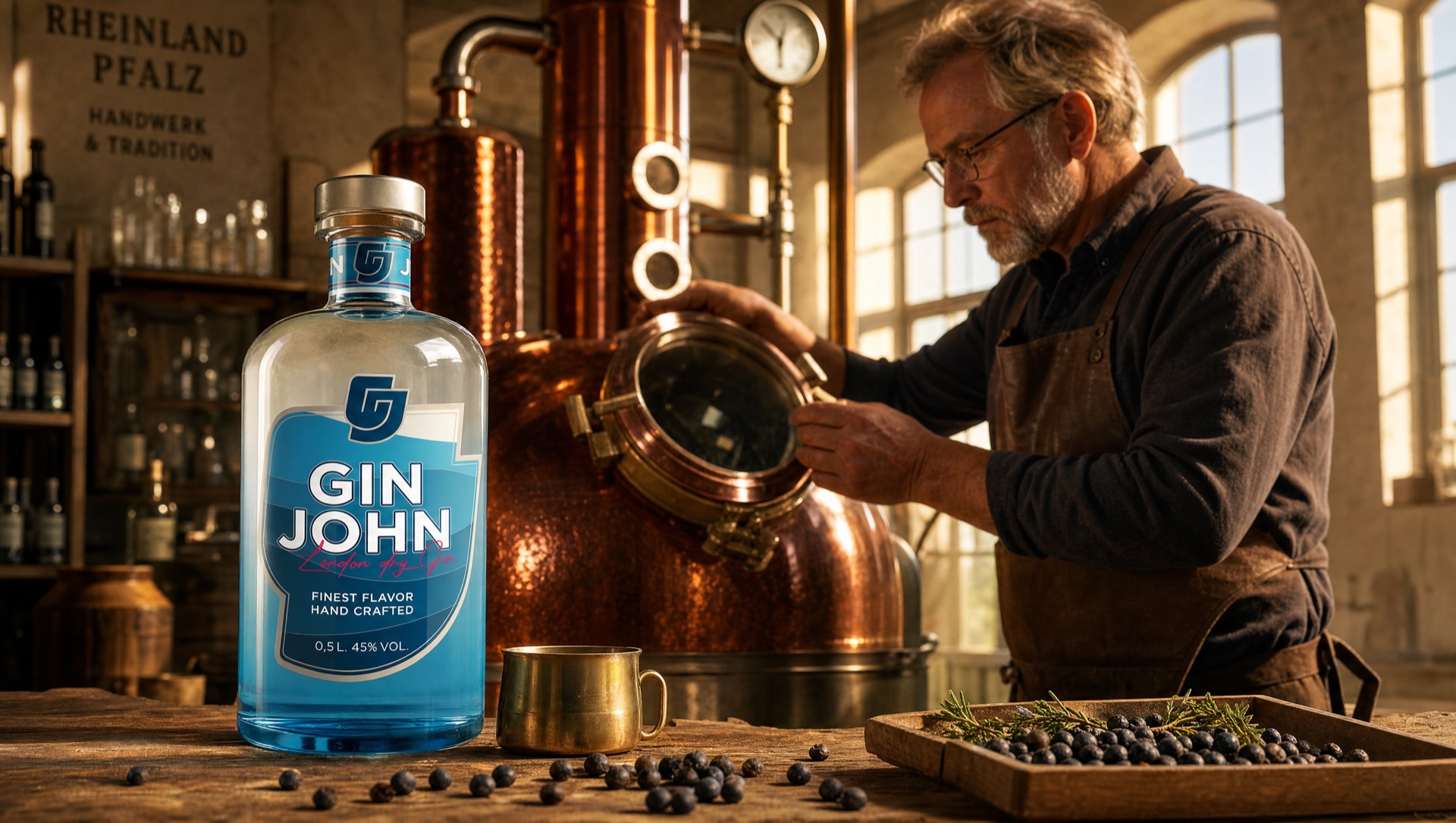 Master Distiller in der Gin John Brennerei in Rheinland-Pfalz